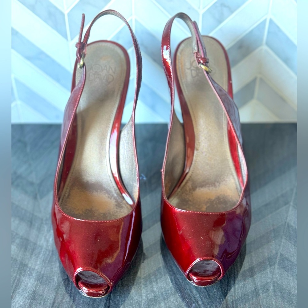 Joan & David rich Burgundy patent leather slingback heels size 9